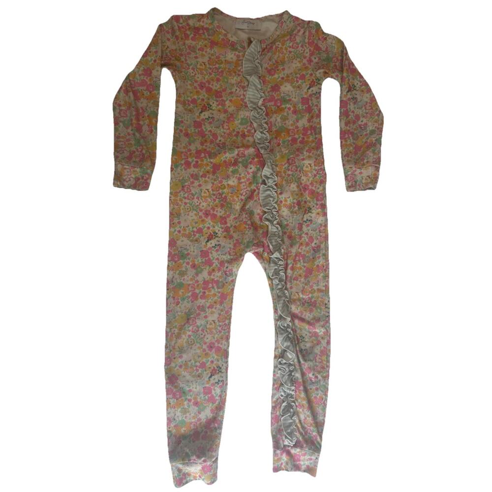 SweetHoney Floral Ruffle Bamboo Pajamas Romper Girls Size 5Y